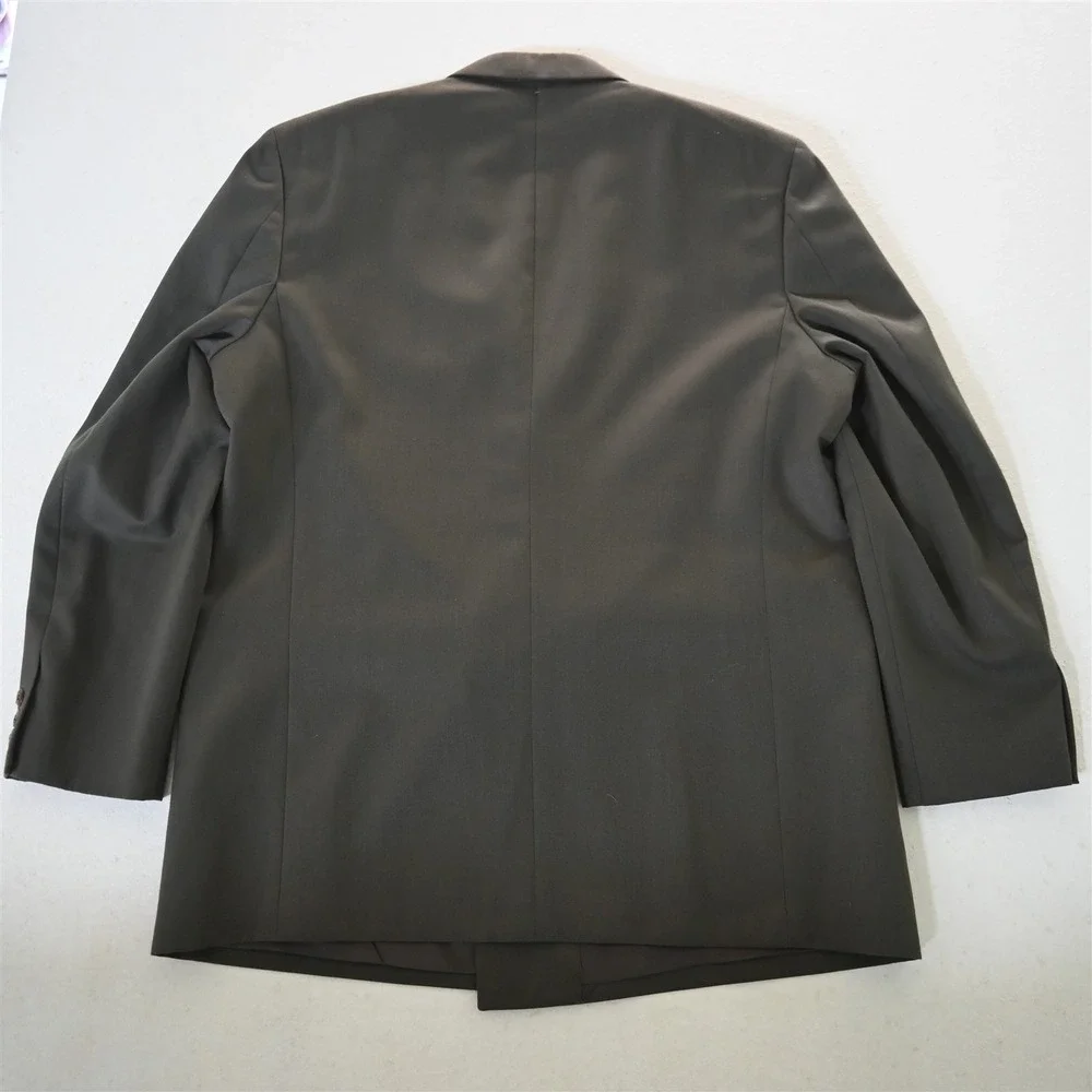 Vtg Bespoke 46L Green Double Breasted Wool Mens Blazer Suit Jacket‎ Sport Coat